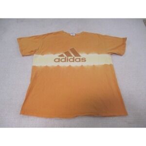 VTG Adidas Shirt Mens Large Orange Crew Neck Short Sleeve Athletic 3 Stripes USA